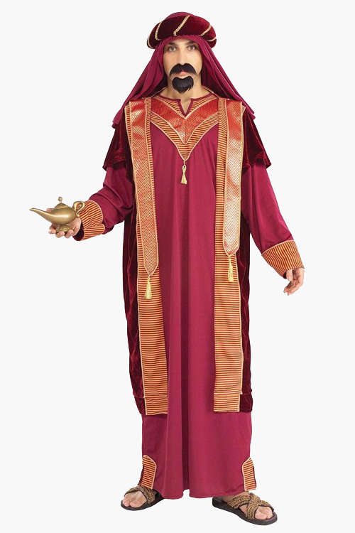 Aladdin Inspired Stylish Look Long Gown Carnation Pink With Lucrative Glossy Red Gold Stripes Seq...