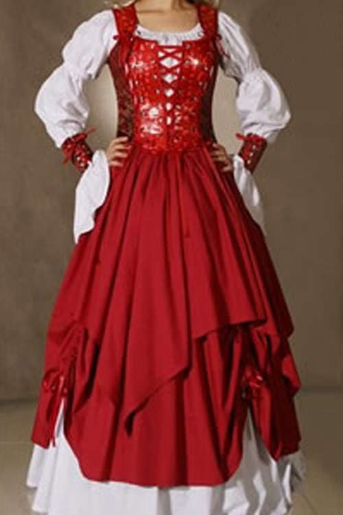 Alluring Nicely Ruffled Longsleeve Long Gown Underlaying a Stunning Below the Knee Halter Crisscr...