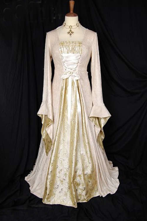 Elegant Light Cream Longsleeve Long Gown Blazer Stylish Look With Glossy Light Gold Ruffled Cup U...