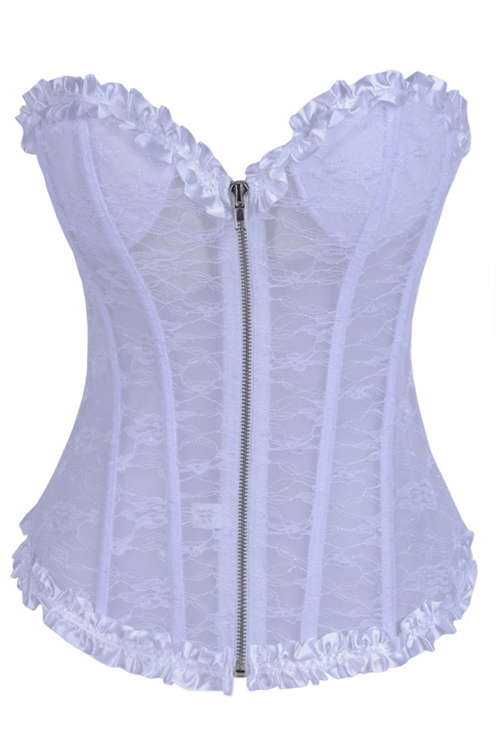 Pleasantly Appealing Immaculate White Lace Overlaid White Thick Tight Fit Spotless Ruffled Edges ...