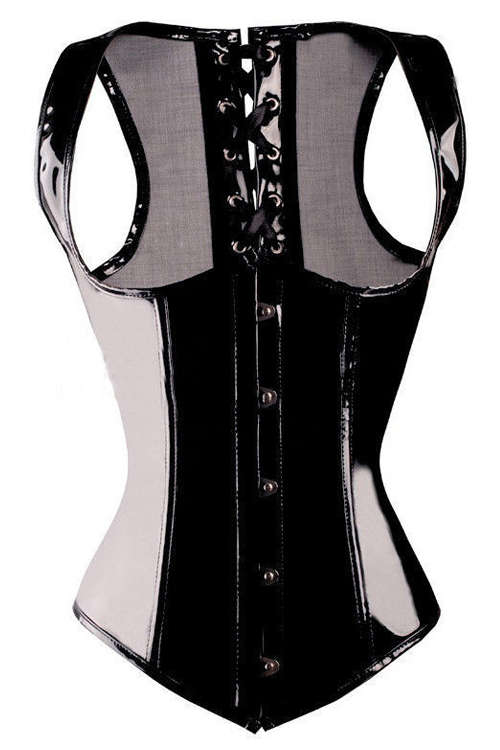 Classy Gothic Leatherette Corset with Back Lace-up