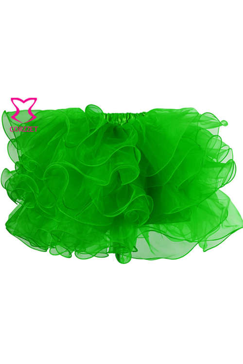 Gothic Layers Ruffles Green Organza Net Sexy Adult Tutu Skirt