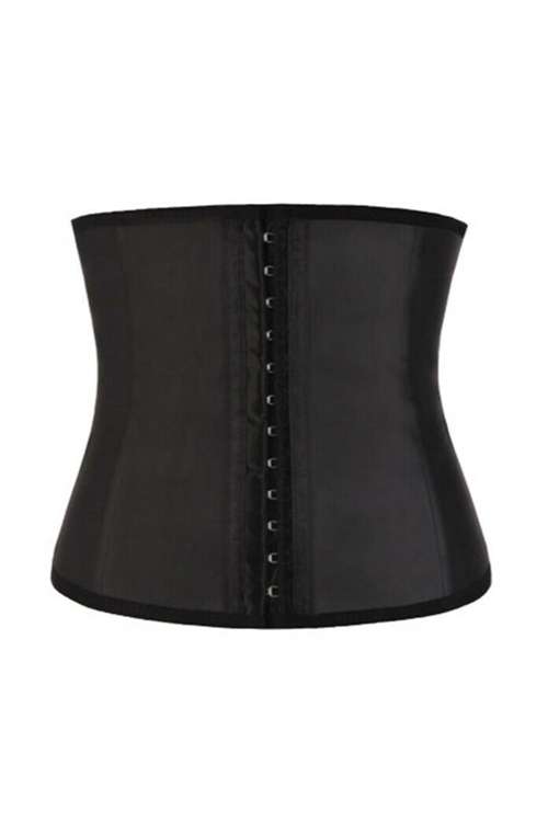 Black Latex Waist Trainer Cincher 9PCS Steel Boned Women Body Shaper Underbust Corset