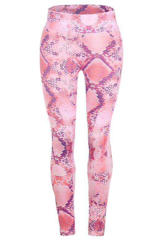 Pink slimming snake print yoga pants