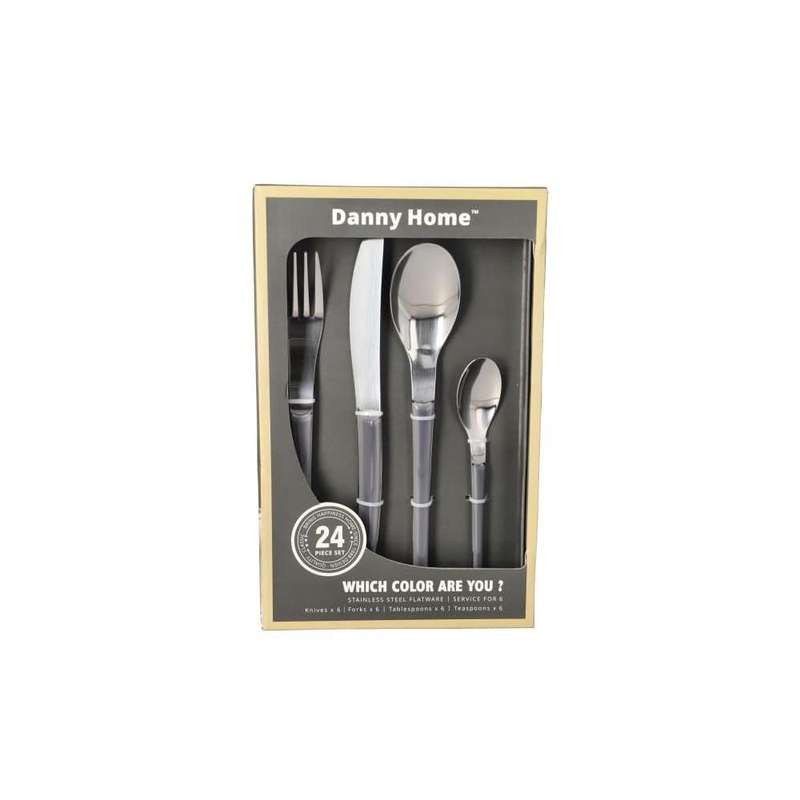 24 Pcs Grey Stainless Steel Cutlery Set