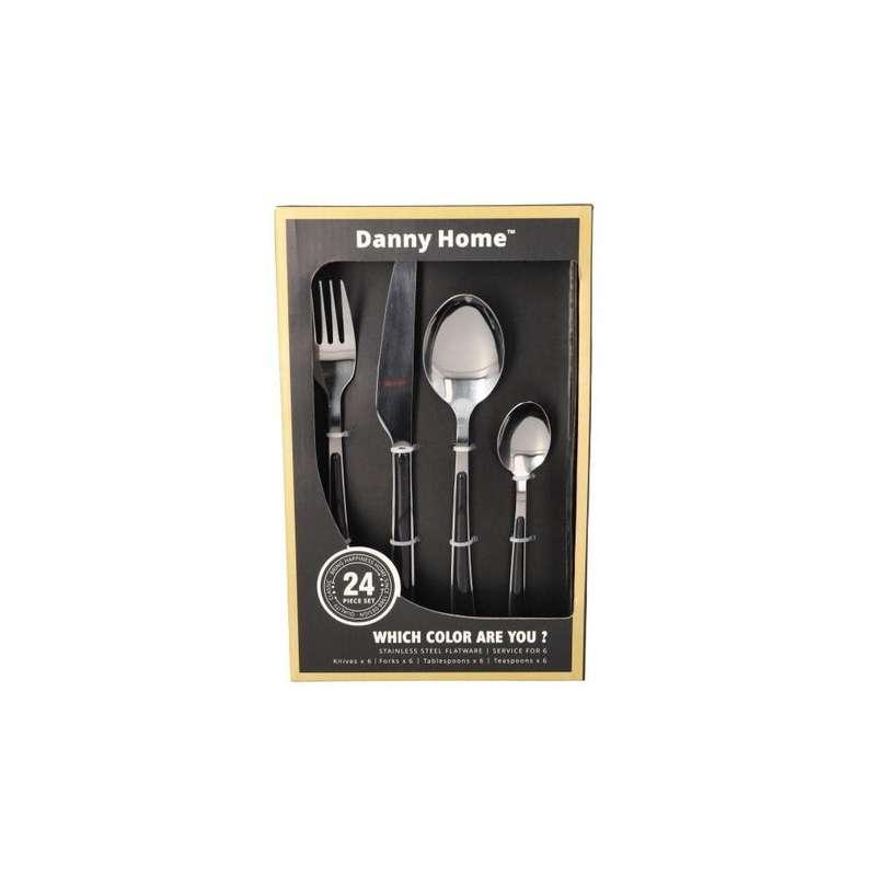 24 Piece Black Stainless Steel Cutlery Set