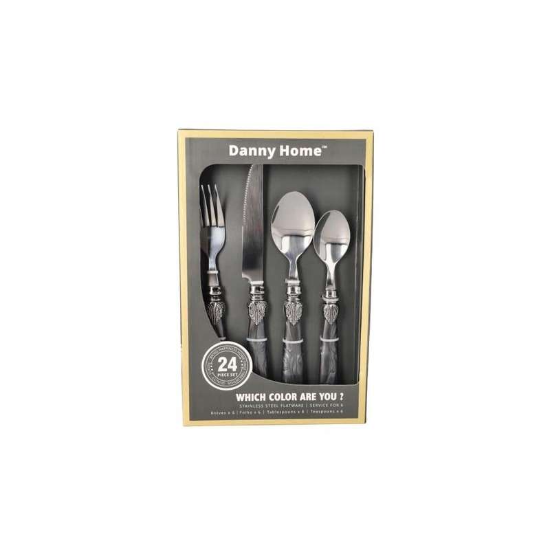 24 Piece Marble Cutlery Set