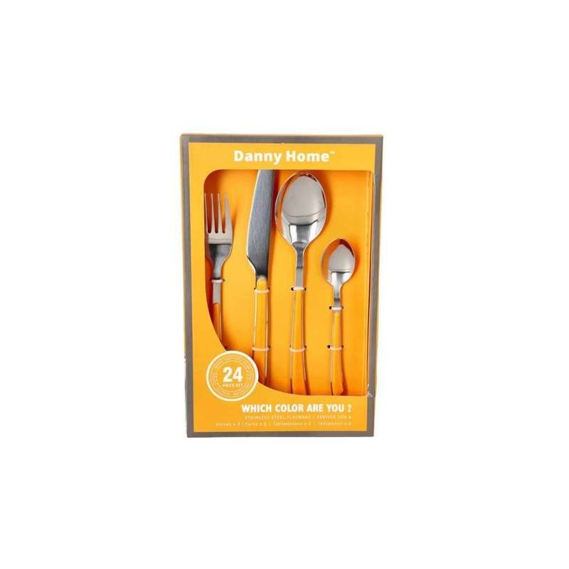 24 Piece Orange Stainless Steel Cutlery Set