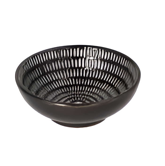 Black Round Stoneware Small Dish 8Cm