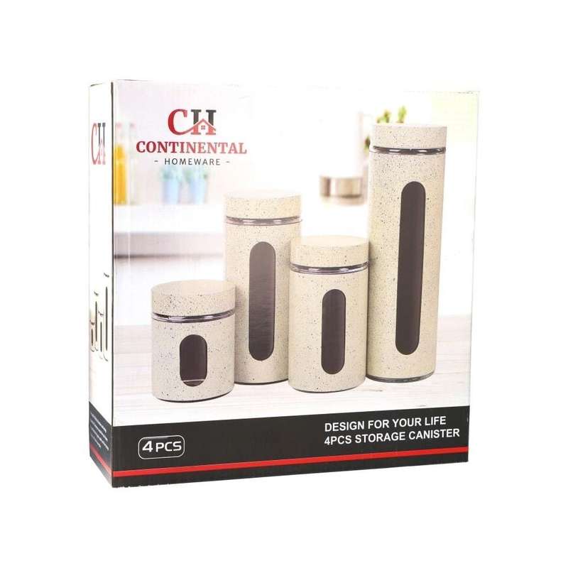 4 Piece Canister Set Beige