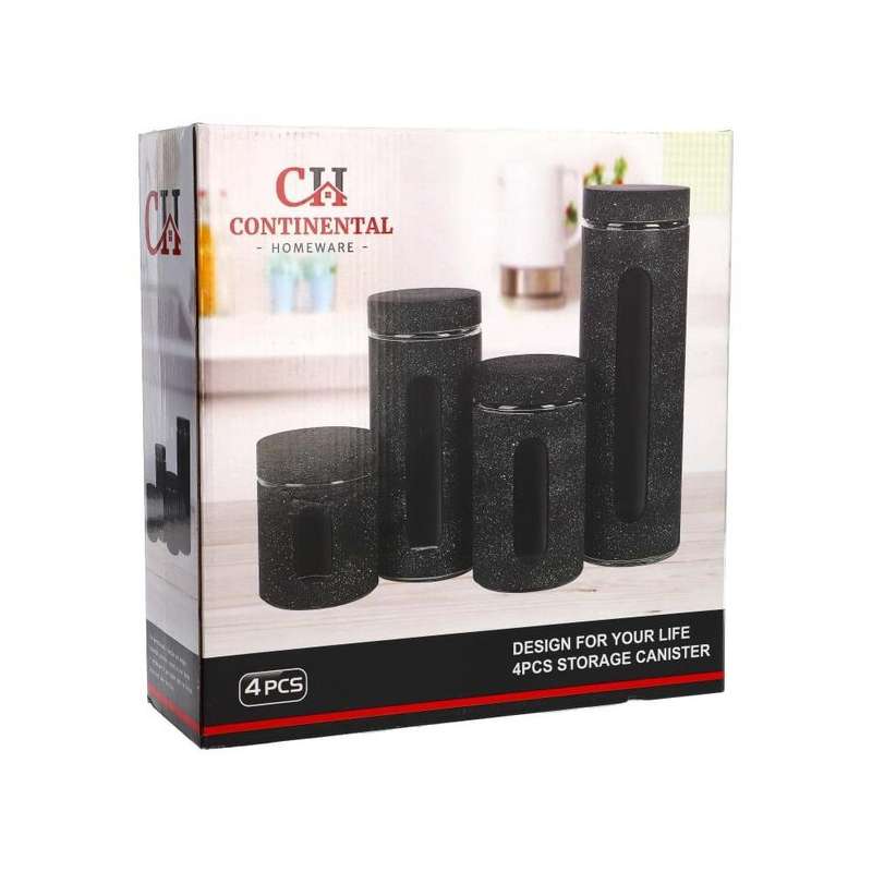 4 Piece Canister Set Black
