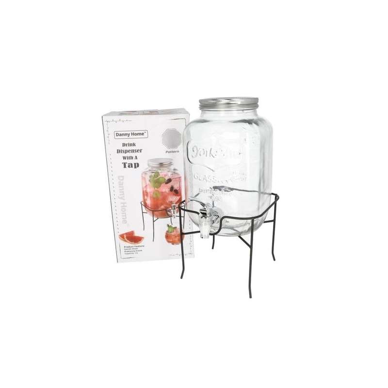 4Lt Drinks Dispenser Storage Jug With Tap And Iron Stand