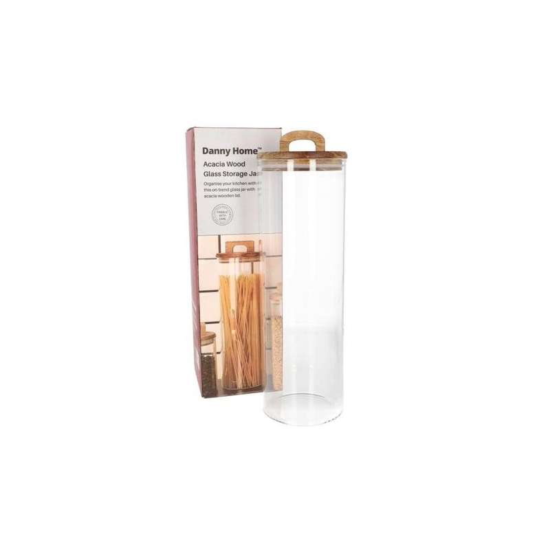 Acacia Wood Glass Storage Jar 1800Ml