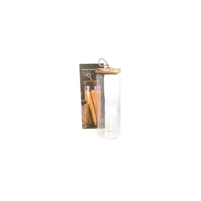 Acacia Wood Lid Glass Storage Jar 1300Ml