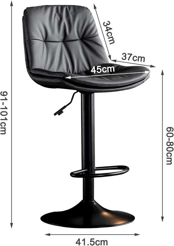 Swivel Adjustable Height Barstool- Black