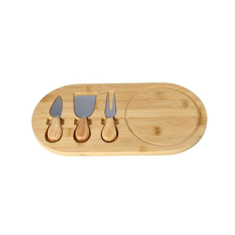 Bamboo Oval Cheese Serving Cutting Board Set 359Cm 4Pcs