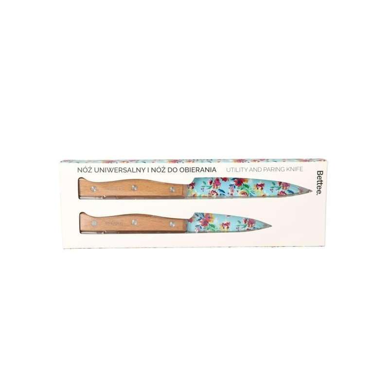 Bettee Stainless Steel Beech Wood Utility And Paring Knive 9Cm Set 2Pcs