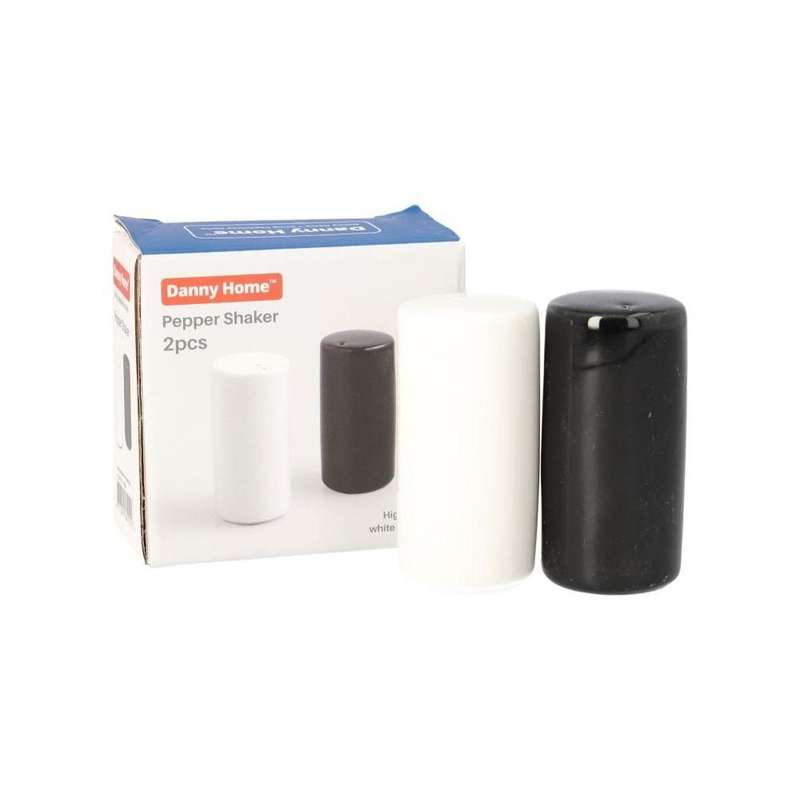 Black White Fine Porcelain Round Pepper Shakers 2Pcs 65Cm