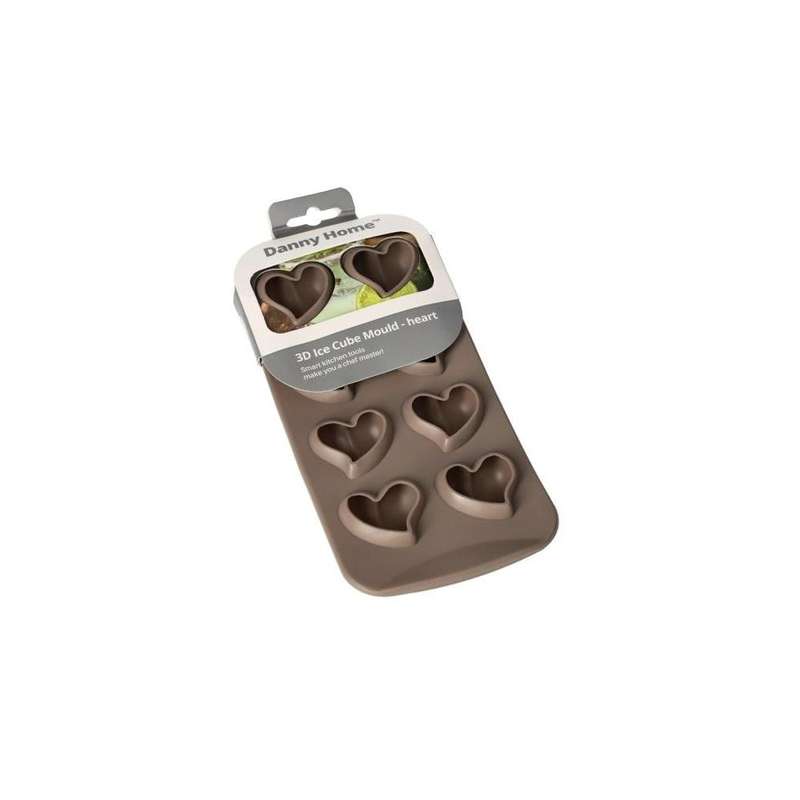 Brown 3D 8 Ice Cube Mold Maker Heart Shaped 212Cm