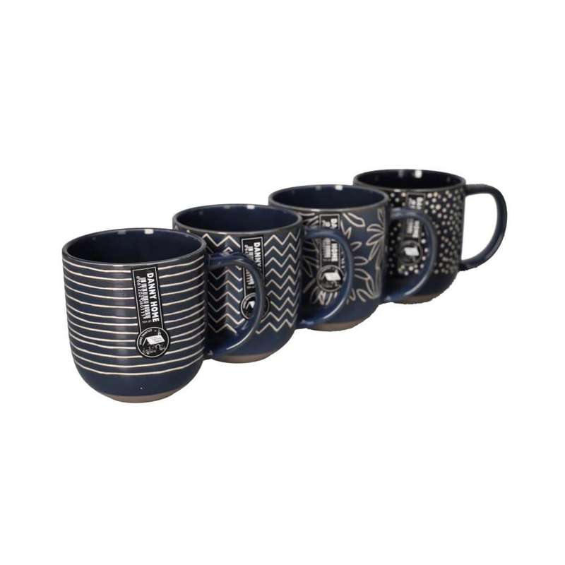 Ceramic Geometric Coffee Mug Set 4Pcs 125Cm
