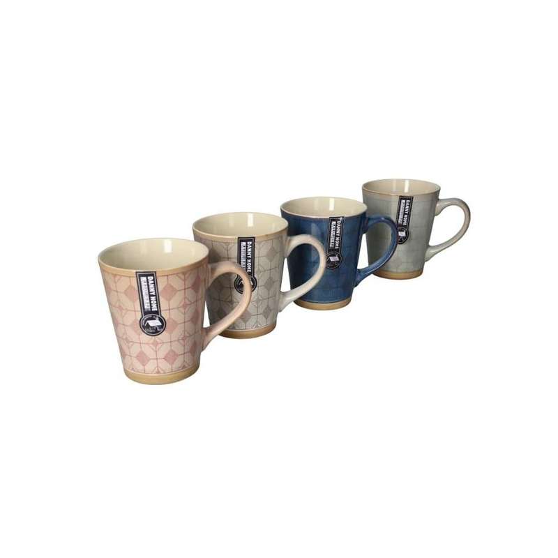Ceramic Geometric Coffee Mug Set 4Pcs 13Cm