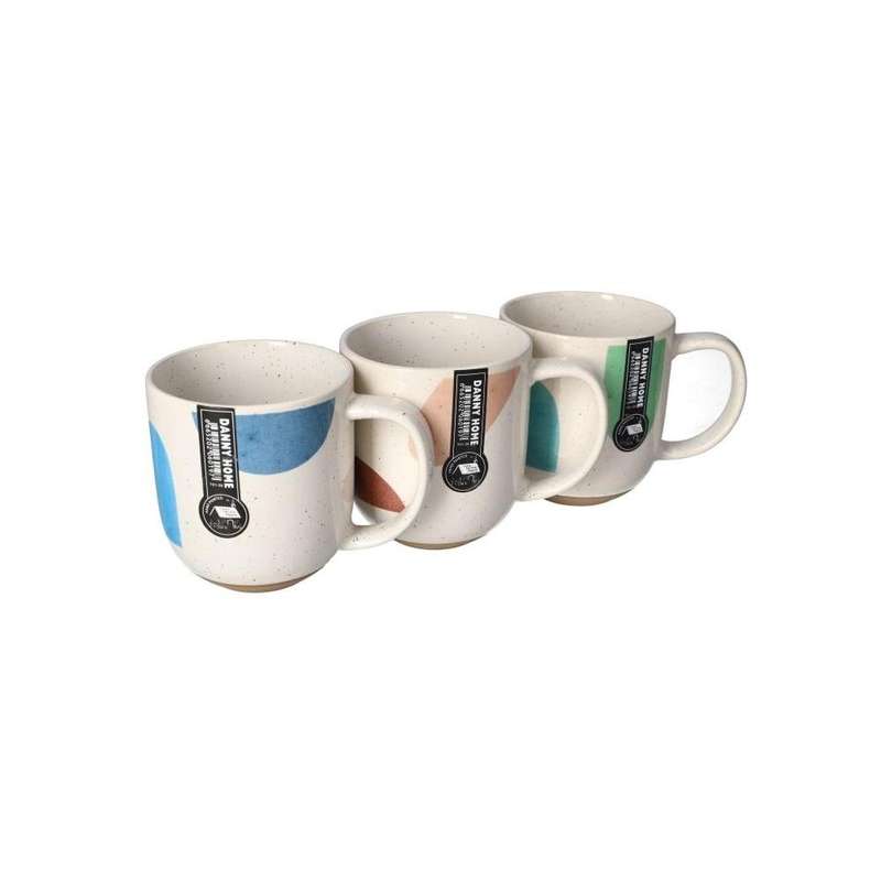 Ceramic Mixed Colour Coffee Mug Set 3Pcs 125Cm