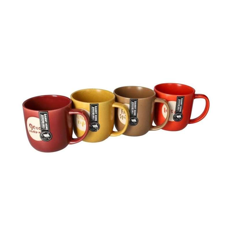 Ceramic Quoted Tea Mug Set 4Pcs 125Cm