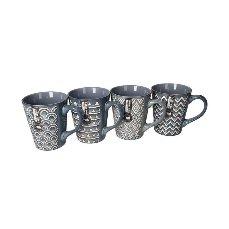 Ceramic Tribal Mug Set 4Pcs 13Cm
