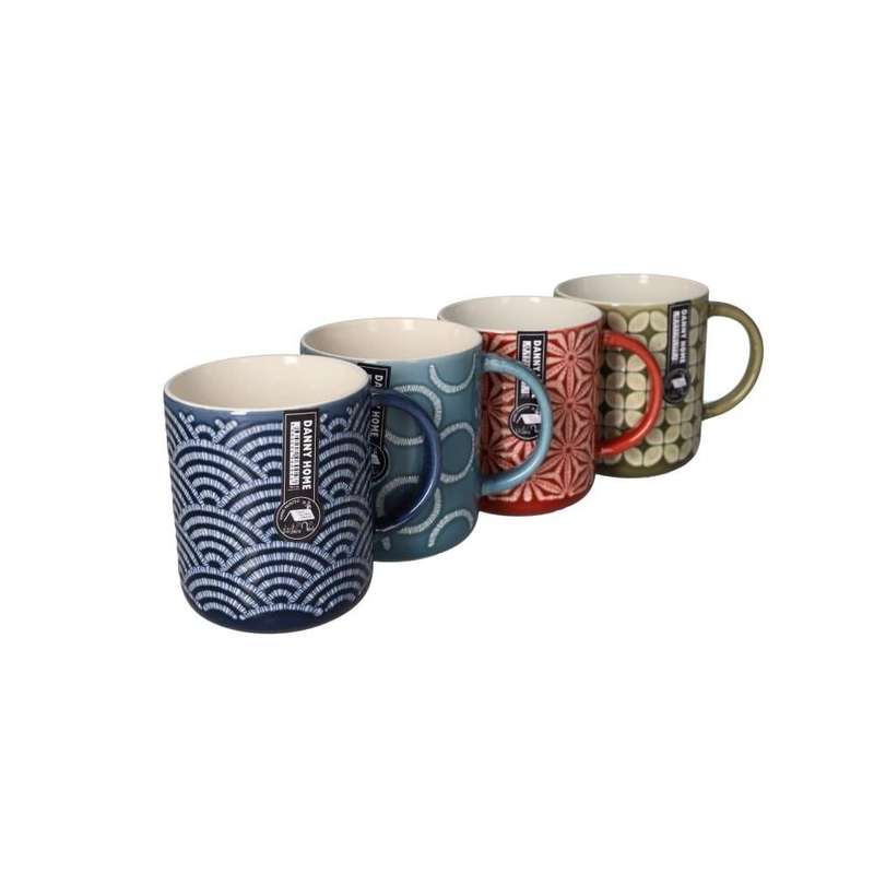 Ceramic Tribal Tea Mug Set 4Pcs 125Cm
