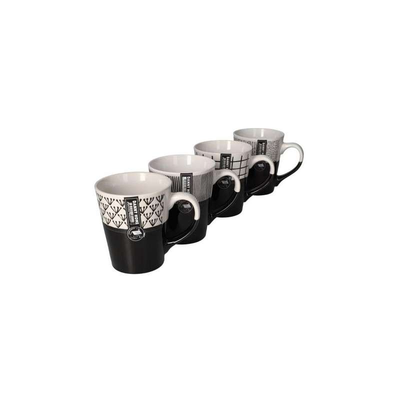Ceramic Two Tone Geometric Coffee Mug Set 4Pcs 13Cm