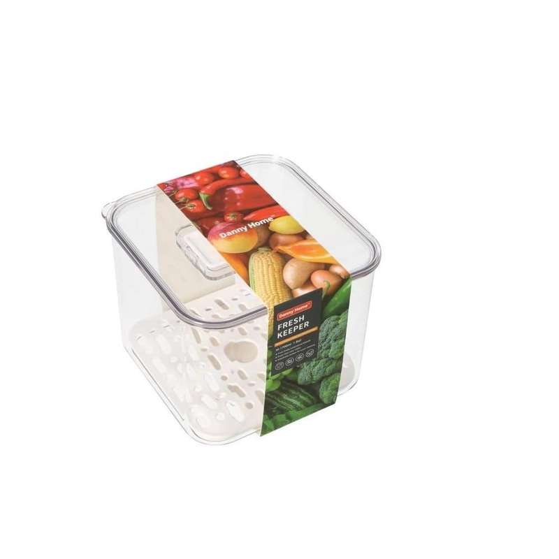 Clear Pet Plastic Fruit Veggie Fresh Keeper Storage Box With Lid 142Cm 306G