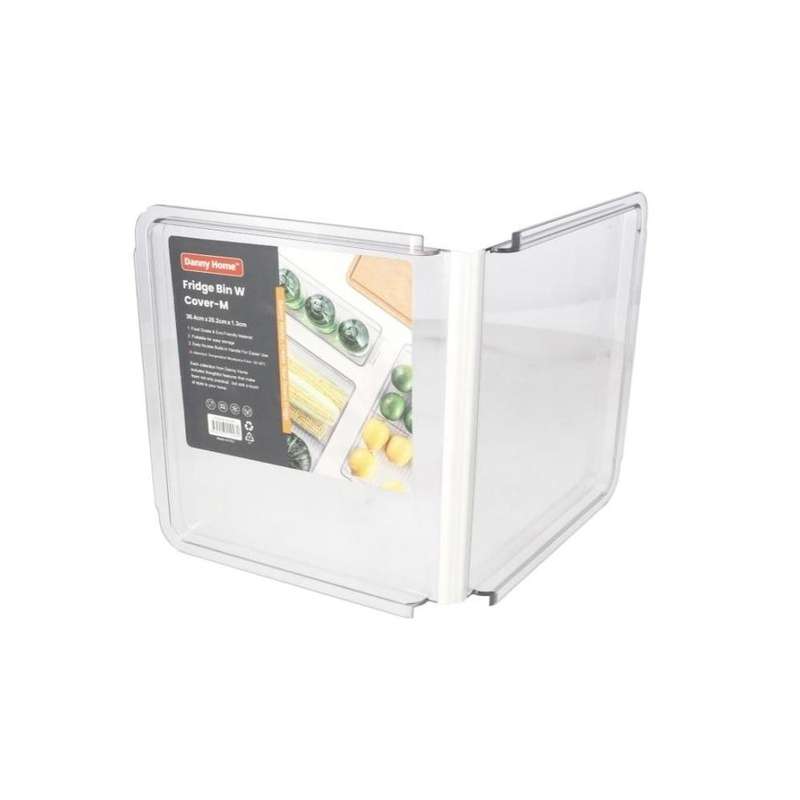 Clear Pet Plastic Rectangular Foldable Refrigerator Storage Box Lid M 364Cm 145G