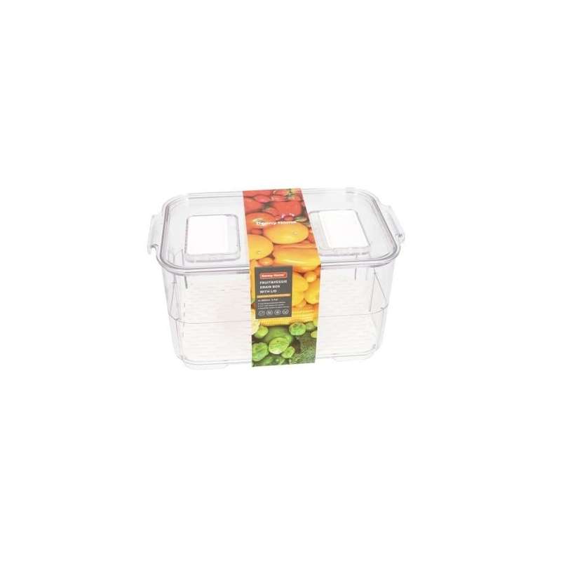 Clear Pet Plastic Rectangular Fruit Veggie Drain Storage Box With Lid 233Cm 520G