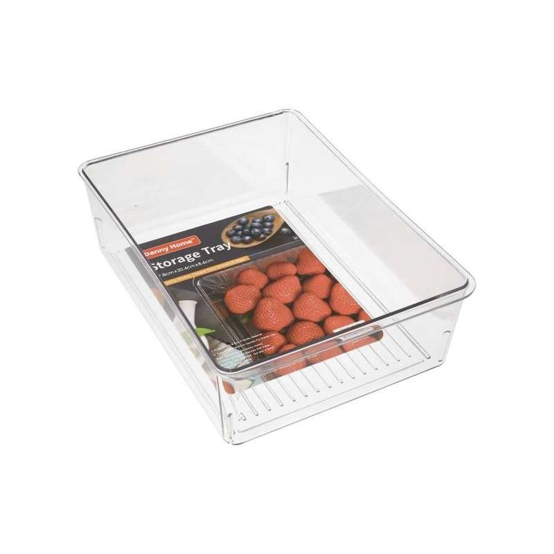 Clear Pet Plastic Rectangular Refrigerator Kitchen Storage Tray 278Cm 378G