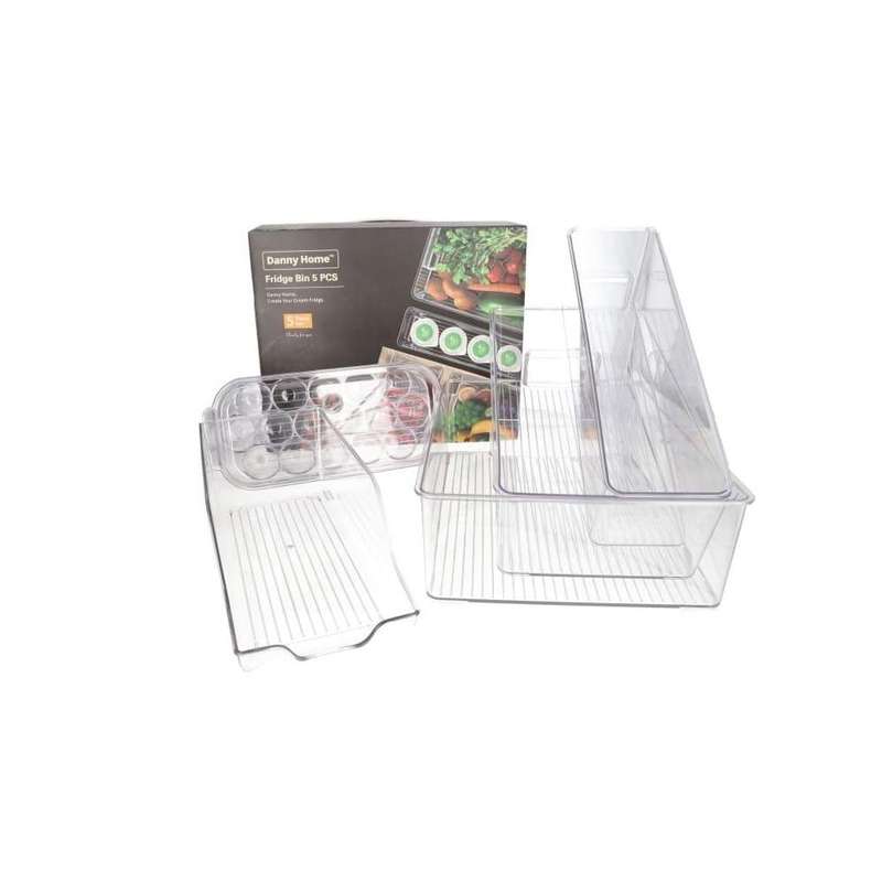 Clear Pet Plastic Rectangular Refrigerator Storage Boxes 5Pcs