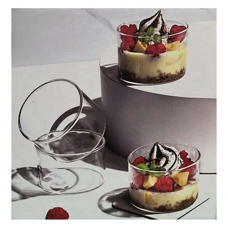 Clear Round Dessert Serving Glass Cups 4Pcs 7.9cm