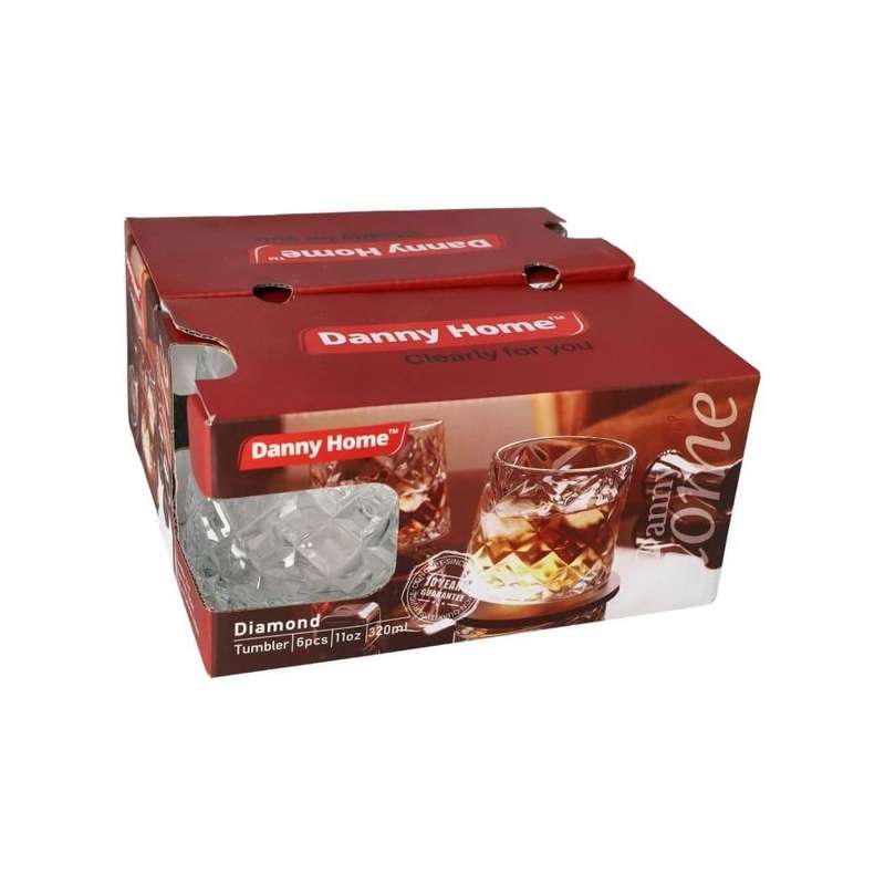 Diamond Tumbler Glasses 320Ml Set Of 6