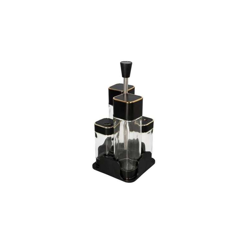 Glass Condiment 4 Piece Set White Gold