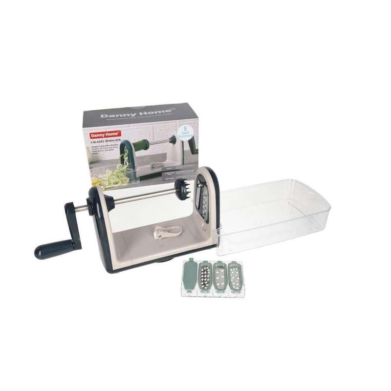 Grey 5 Blades Spiralizer Grater With Storage 2 Containers 53Cm