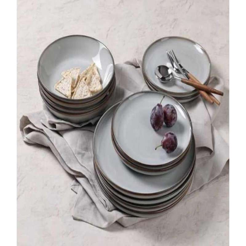 Grey Round Ceramic Dinnerware Set 12Pcs