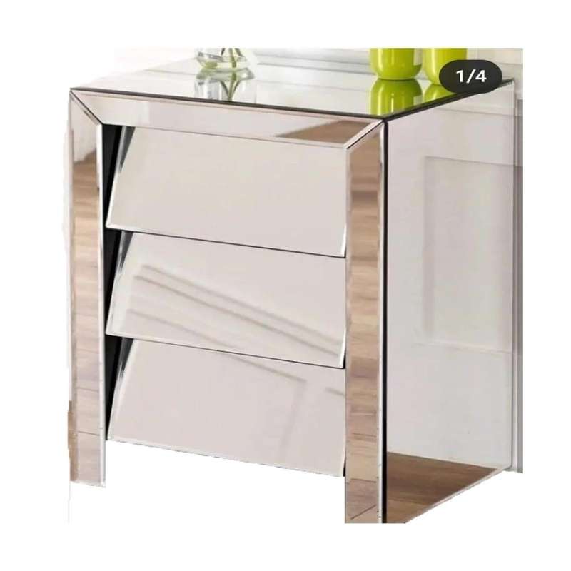 Miami Mirror Pedestal 3 Drawers With Knobless Design