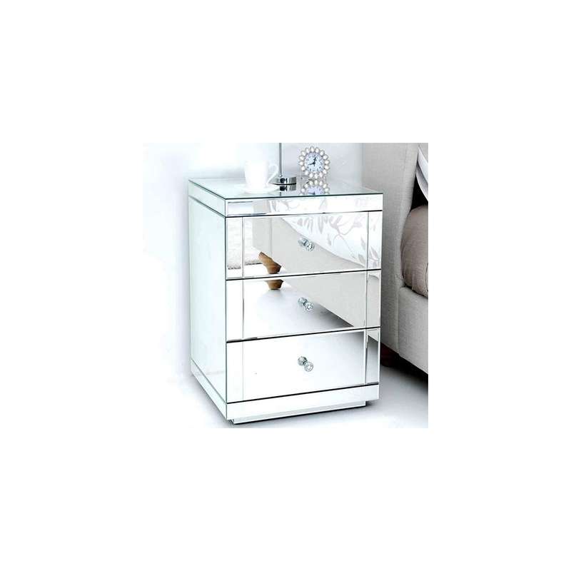 Miami Mirror Pedestal 3 Drawers With Mirror Finish