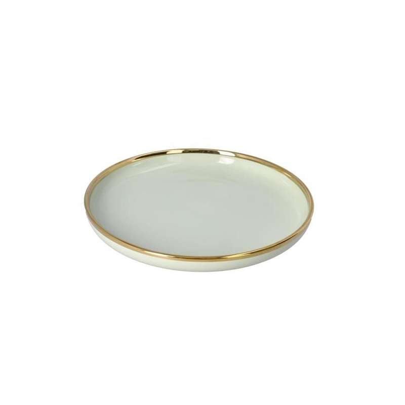 Mint Green Round Dinner Plate With Gold Rim 26Cm