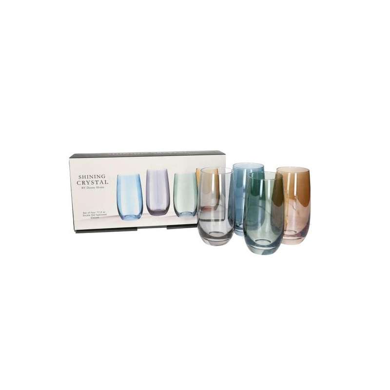 Multicolour Old Fashioned Tulip Shinning Glasses Set 4Pcs 490Ml