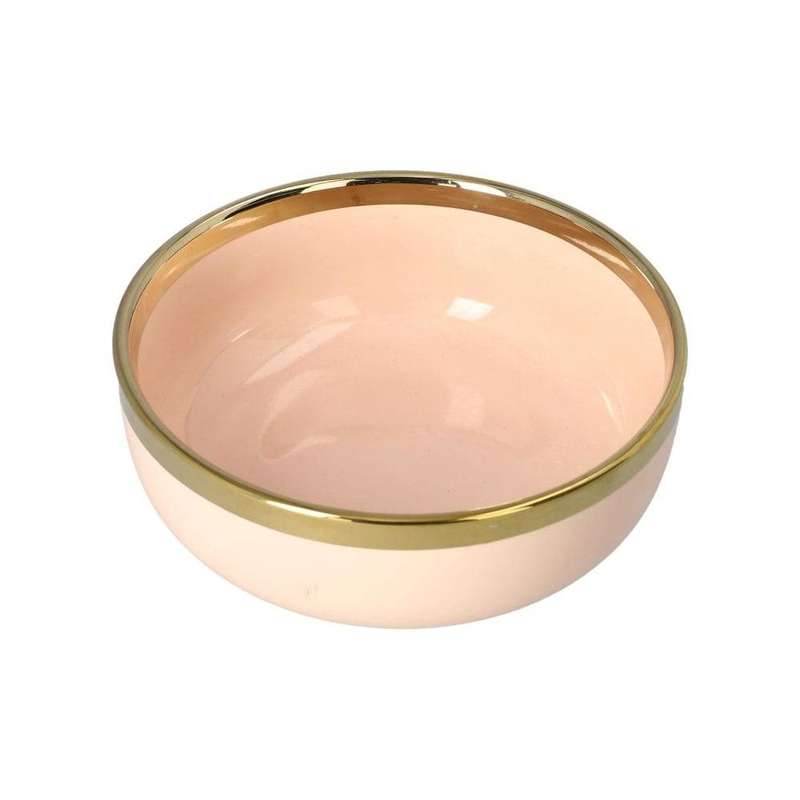 Pink Ceramic Bowl With Gold Rim 15Cm