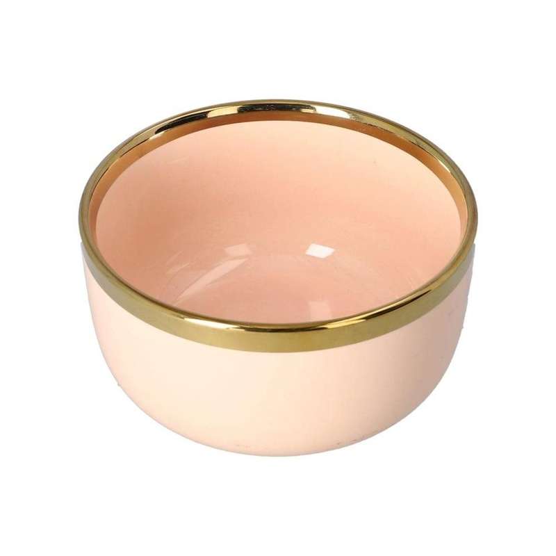 Pink Ceramic Bowl With Gold Rim