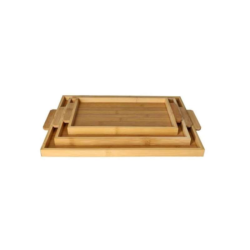Rectangle Bamboo Serving Tray With Handles 3 Sizes