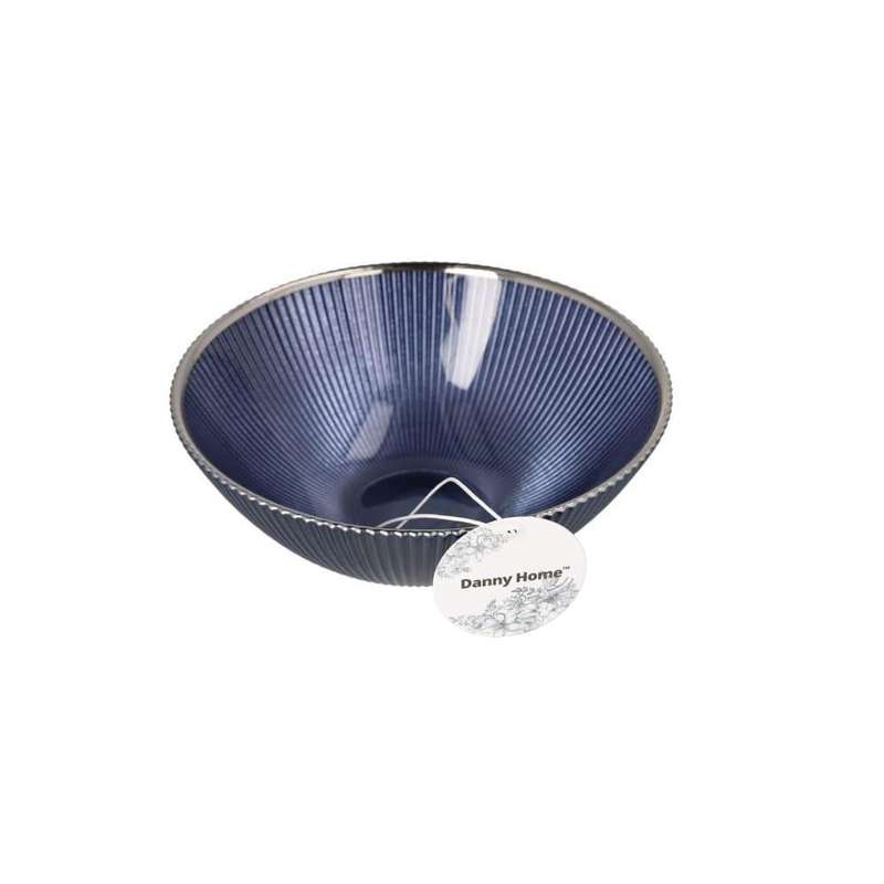 Round Silver Rim Navy Cereal Deep Bowl 75 Inch 20Cm