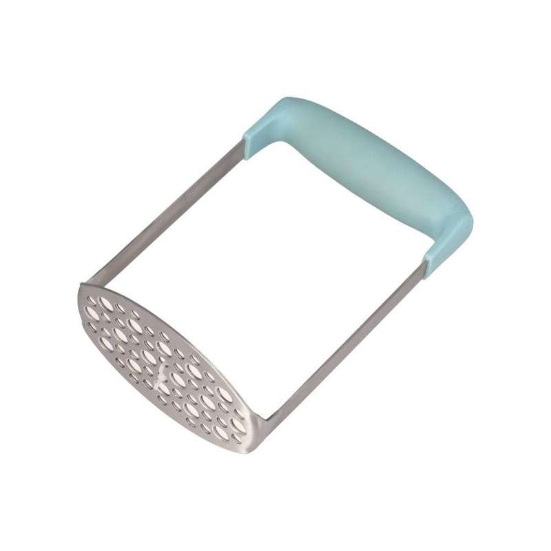 Silver Blue Stainless Steel Potato Masher With Silicone Handle 178Cm