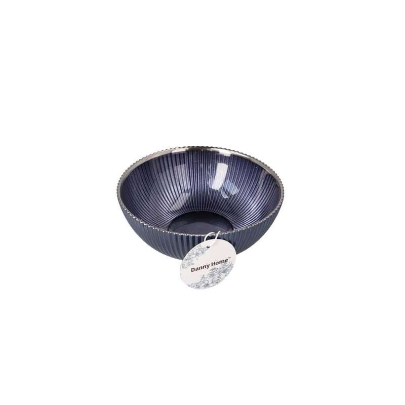 Silver Rim Navy Round Cereals Bowl 17Cm